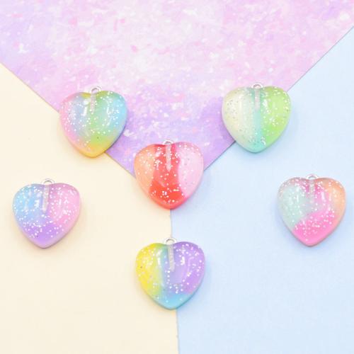 Colgantes de Resina, Corazón, gradiente de color & Bricolaje, más colores para la opción, 20x19mm, Vendido por UD