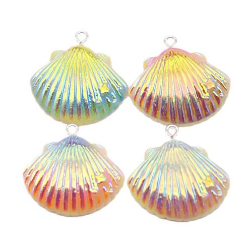 Resin Pendant Shell plated gradient color & DIY Sold By PC