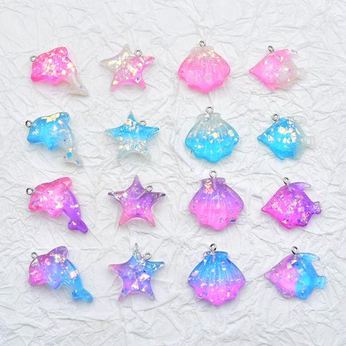 Resin vedhæng, gradient farve & ocean design & du kan DIY & forskellige stilarter for valg, Solgt af PC