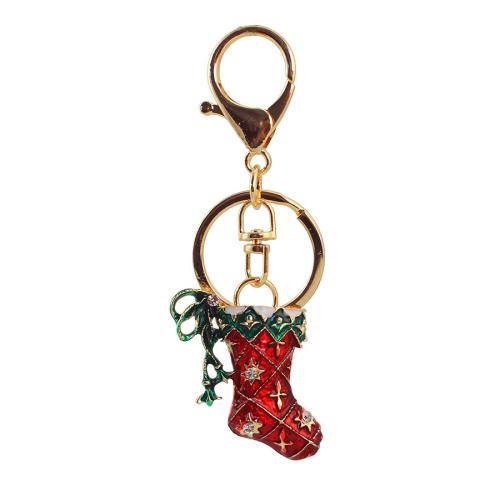 Key Chain, Zinc Alloy, Sokker, guldfarve belagt, emalje & med rhinestone, flere farver til valg, 36x8x97mm, Solgt af PC