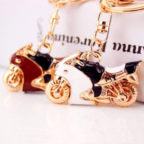 Key Chain, Zinc Alloy, Motorcykel, guldfarve belagt, emalje & med rhinestone, flere farver til valg, 43x85mm, Solgt af PC