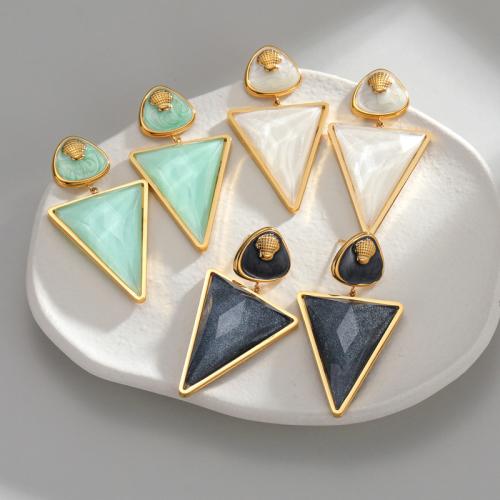 Kolczyk Drop ze stali nierdzewnej, Stal nierdzewna, Platerowane w kolorze złota, dla kobiety & emalia, dostępnych więcej kolorów, 30x60mm, sprzedane przez para