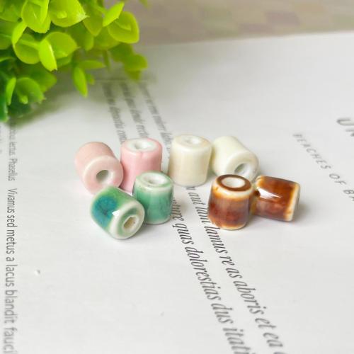 Porslin Smycken Pärlor, Round Tube, glaserad, DIY, fler färger för val, 10x11mm, Hål:Ca 3.4mm, Säljs av PC
