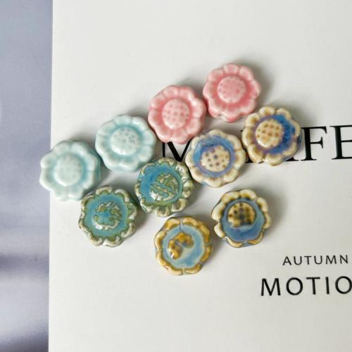 PorseleinJuwelen Beads, Porselein, Zonnebloem, DIY, meer kleuren voor de keuze, 16.70x6mm, Gat:Ca 2.3mm, Verkocht door PC