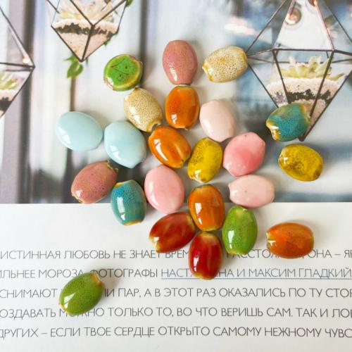 Porculan Nakit perle, možete DIY, više boja za izbor, 14.80x10.80x7.50mm, Rupa:Približno 2.5mm, Prodano By PC