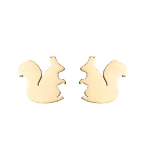 304 Stainless Steel Stud Earring Squirrel plated fashion jewelry & for woman Sold By Bag
