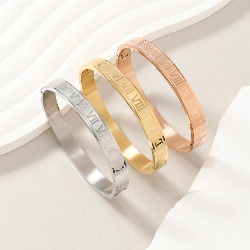 304 Stainless Steel Bangle plated fashion jewelry & with roman number & Unisex bangle width 8mm Inner Approx 60mm Sold By PC