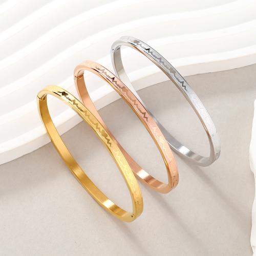 304 από ανοξείδωτο χάλυβα Βραχιόλι, Ηλεκτροκαρδιογραφικό, επιχρυσωμένο, κοσμήματα μόδας & για άνδρες και γυναίκες, περισσότερα χρώματα για την επιλογή, Εσωτερική διάμετρος:Περίπου 60mm, Sold Με PC