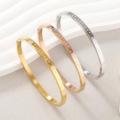304 acciaio inox bracciale, Luna e Stella, placcato, gioielli di moda & per la donna, nessuno, Diametro interno:Appross. 60mm, Venduto da PC
