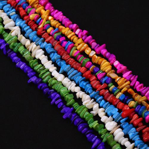 Natuurlijke Gekleurde Shell Kralen, Freshwater Shell, Onregelmatige, geverfd & DIY, meer kleuren voor de keuze, beads size 10-15mm, Per verkocht Ca 38 cm Strand