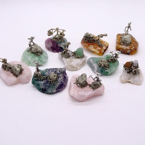 Φυσική πέτρα Διακόσμηση, με Κράμα ψευδάργυρου, χειροποίητο, περισσότερα χρώματα για την επιλογή, 55x55mm, Sold Με PC