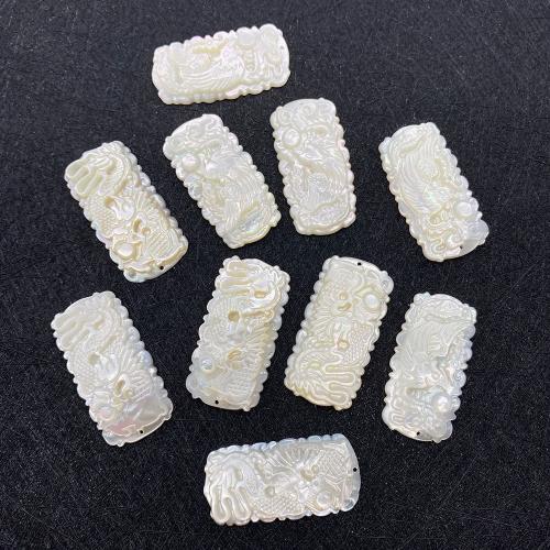 Natural White Shell Pendants Rectangle Carved DIY Sold By PC