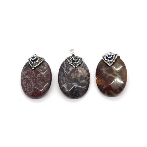 Gemstone Pendants Jewelry African Bloodstone Oval DIY & with rhinestone Sold By PC