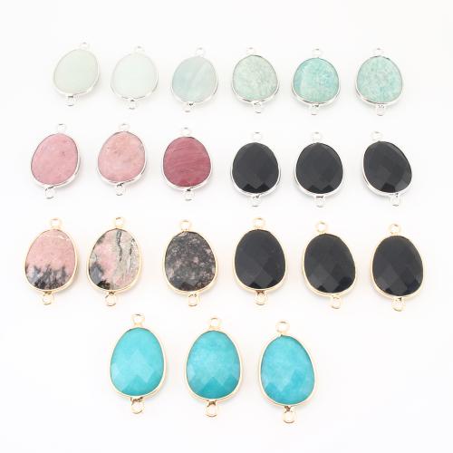 Jalokivi liitin, kanssa Messinki, Flat Oval, tee-se-itse & kasvot, enemmän värejä valinta, 31x18x6mm, Myymät PC