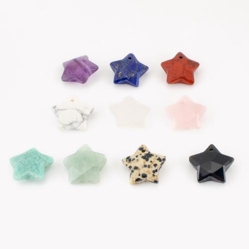 Pendants Gemstone Jewelry, Star, DIY & ilghnéitheach, dathanna níos mó le haghaidh rogha, 20x20x7mm, Díolta De réir PC