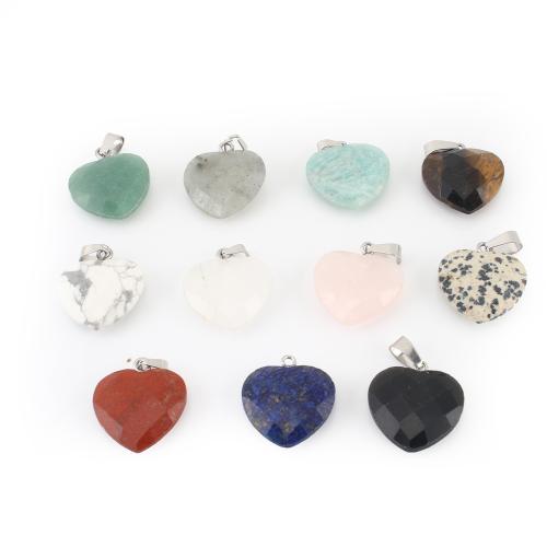 Bijoux Pendentifs en pierres gemmes, pierre gemme, avec laiton, coeur, DIY & facettes, plus de couleurs à choisir, 30x20x6mm, Vendu par PC