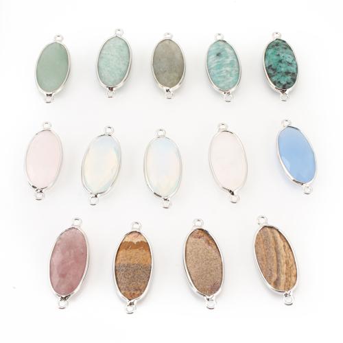 Jalokivi liitin, kanssa Messinki, Flat Oval, tee-se-itse, enemmän värejä valinta, 27x12x5mm, Myymät PC