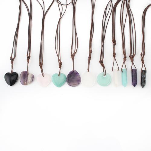 Gemstone Necklace with Wax Cord Unisex Length Approx 47 cm Sold By PC