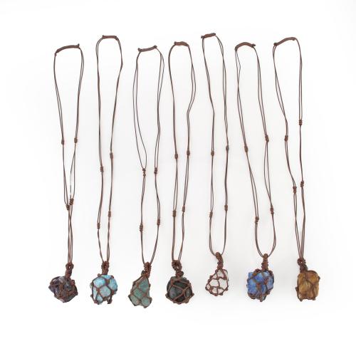 Gemstone Necklace with Wax Cord irregular Unisex Length Approx 43 cm Sold By PC