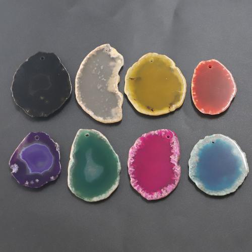 Κρεμαστό από αχάτη πάγου χαλαζία, Agate, Ακανόνιστη, γυαλισμένο, DIY, περισσότερα χρώματα για την επιλογή, pendant size 55-30x40-25x5mm, Sold Με PC