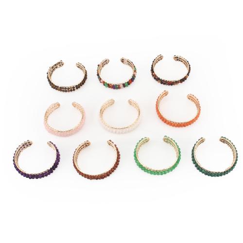 Gemstone Cuff Bangle with Brass plated fashion jewelry & for woman Sold By PC