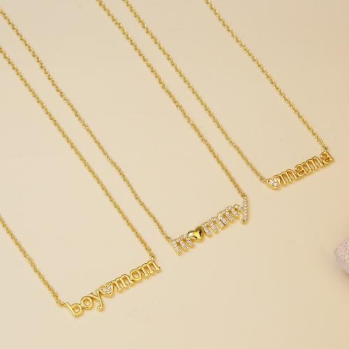 ottone collana, with 5cm extender chain, Lettera alfabeto, placcato, Gioielli Festa della Mamma & stili diversi per la scelta & per la donna & con strass, Lunghezza Appross. 40 cm, Venduto da PC