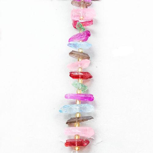 Naturlige kvarts smykker perler, Naturlig Quartz, Geometrisk mønster, poleret, gradient farve & du kan DIY, flere farver til valg, beads size 7-11mm, Solgt af Strand