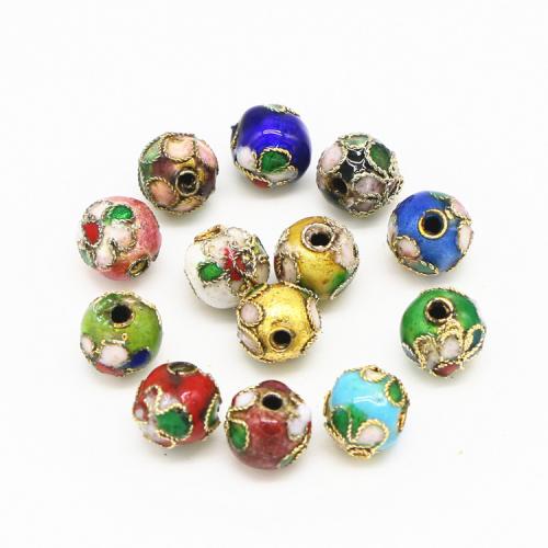 Cloisonne Beads Brass Round DIY 8mm Sold By PC
