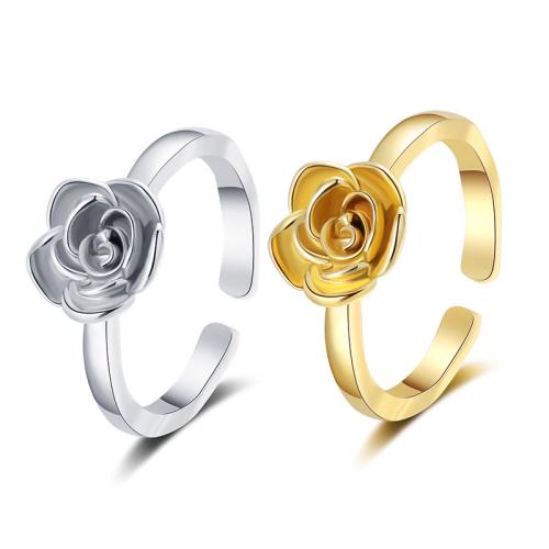 Brass Cuff Finger Ring Rose plated fashion jewelry & for woman Sold By PC