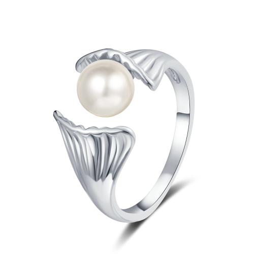 Brass Cuff Finger Ring with Plastic Pearl plated fashion jewelry & for woman Sold By PC