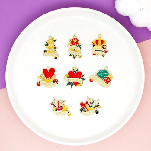 Zink legering emalje vedhæng, Zinc Alloy, guldfarve belagt, Mother Day Smykker & du kan DIY & forskellige stilarter for valg, 10pc'er/Bag, Solgt af Bag