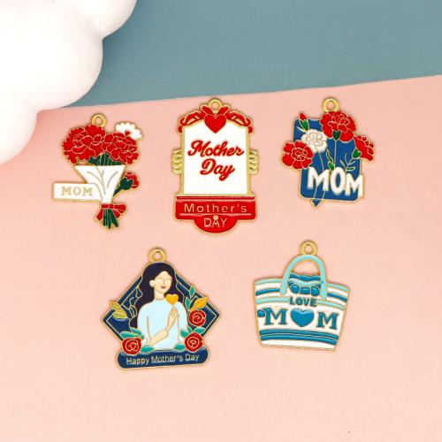 Zink legering emalje vedhæng, Zinc Alloy, guldfarve belagt, Mother Day Smykker & du kan DIY & forskellige stilarter for valg, 10pc'er/Bag, Solgt af Bag