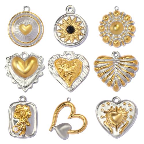 Stainless Steel Pendants 304 Stainless Steel with ABS Plastic Pearl & Gemstone plated DIY & enamel Sold By Bag