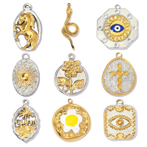 Stainless Steel Pendants 304 Stainless Steel with ABS Plastic Pearl plated DIY & enamel & with rhinestone Sold By Bag