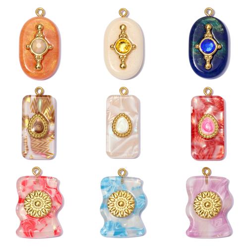 Resina-Pendant, 304 acciaio inox, with resina, Motivo geometrico, placcato, DIY & stili diversi per la scelta & smalto, 3PC/borsa, Venduto da borsa