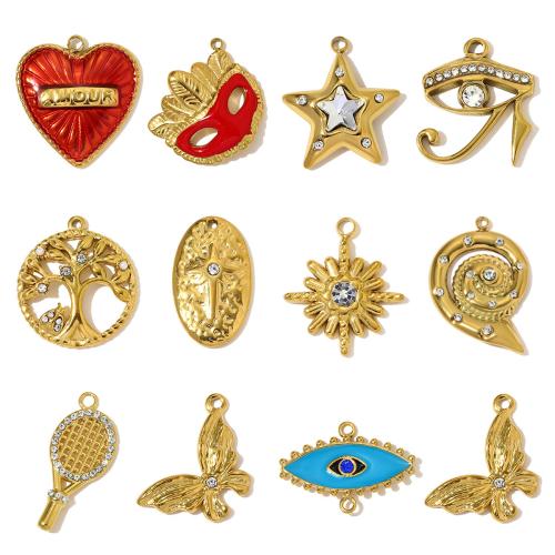 Stainless Steel Pendants 304 Stainless Steel with ABS Plastic Pearl plated DIY & enamel & with rhinestone Sold By Bag