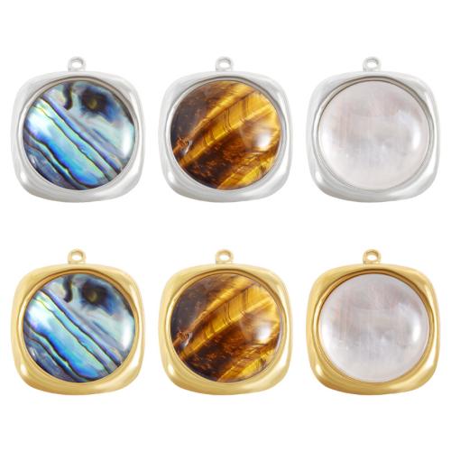 Gemstone Pendants Jewelry 304 Stainless Steel with Gemstone Geometrical Pattern plated DIY Sold By Bag