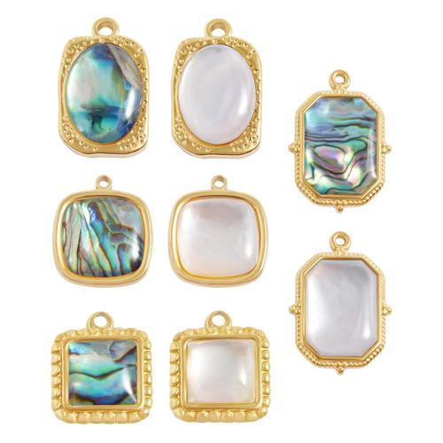 Shell Riipukset, 304 Stainless Steel, kanssa Kuori, Geometrinen kuvio, päällystetty, tee-se-itse & eri tyylejä valinta, 10PC/laukku, Myymät laukku