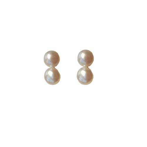 Freshwater Pearl Stud Earring, Rund, mode smycken & för kvinna, 6mm, Säljs av Par