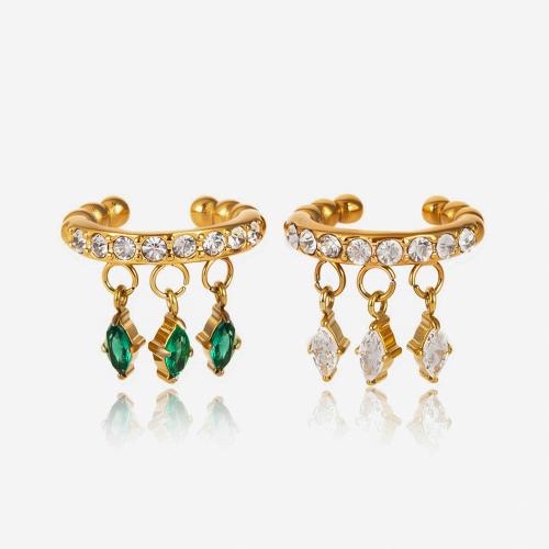 acciaio inox Clip orecchino, Placcato oro 18K, gioielli di moda & per la donna & con zirconi cubici, nessuno, Venduto da PC