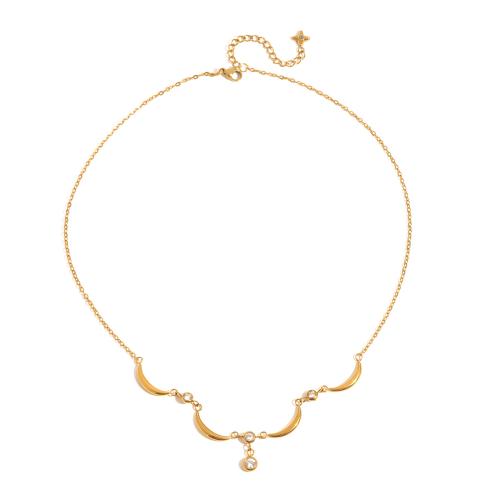 Stainless Steel Jewelry Necklace with Cubic Zirconia 18K gold plated fashion jewelry & for woman Sold Per Approx 45 cm Strand