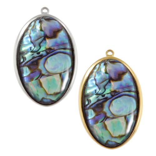 Prirodni Abalone Shell Privjesci, 304 nehrđajućeg čelika, s Abalone Shell, Stan Oval, pozlaćen, možete DIY, više boja za izbor, 19x22mm, 10računala/Torba, Prodano By Torba