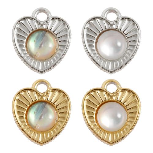 Stainless Steel Pendants 304 Stainless Steel with Shell Heart plated DIY Sold By Bag