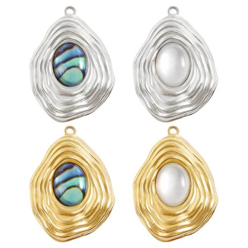 Rostfritt stål Smycken Hängen, 304 rostfritt stål, med Shell, plated, DIY, fler färger för val, 10PC/Bag, Säljs av Bag