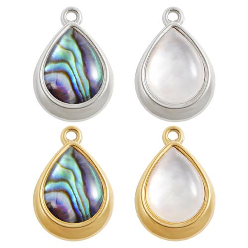Stainless Steel Pendants 304 Stainless Steel with Shell Teardrop plated DIY Sold By Bag