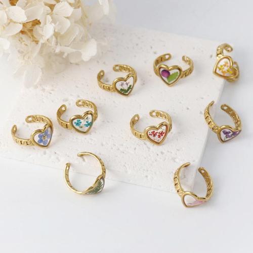 304 Cruach dhosmálta Chufa Ring Finger, le triomaithe Flower, Croí, plátáilte, jewelry faisin & do bhean & greamán eapocsa, dathanna níos mó le haghaidh rogha, Méid:7, Díolta De réir PC