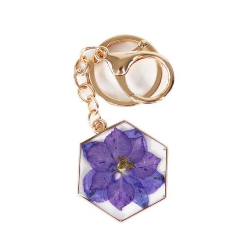 Bag Purse Charms Keyrings Keychains Resin with Dried Flower & 304 Stainless Steel Geometrical Pattern portable & for woman Sold By PC