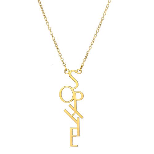 304 Stainless Steel Necklace with 5cm extender chain Alphabet Letter plated fashion jewelry & for woman Length Approx 41 cm Sold By PC
