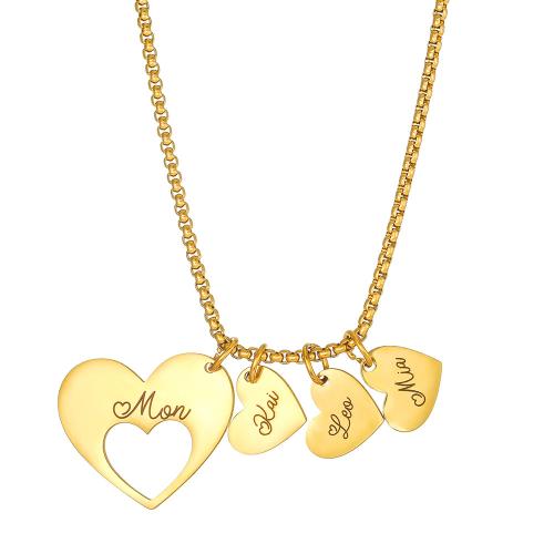 304 Stainless Steel Necklace with 5cm extender chain Heart plated Mother Day Jewelry & for woman & hollow Length Approx 60 cm Sold By PC