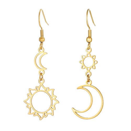 304 Stainless Steel Asymmetric Earrings plated for woman & hollow Sold By Pair